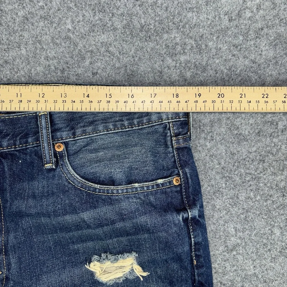Levi's 511 Slim Fit Jeans Men's 38x32 Blue Distressed Ripped Dark Wash Denim EUC